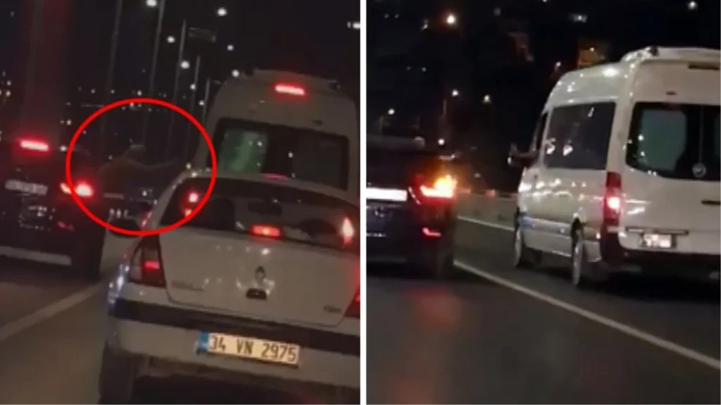 15 Temmuz Şehitler Köprüsü’nün ortasında camdan sarkıp tartıştığı şoföre vurmaya çalıştı