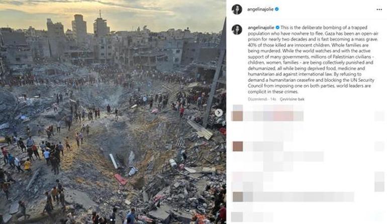 Angelina Jolie'den mülteci kampının bombalanmasına tepki! 'Gazze toplu mezara dönüşüyor'