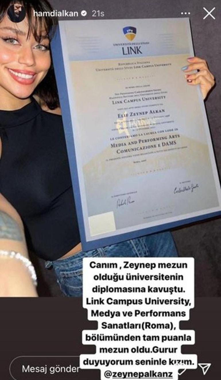 Hamdi Alkan'ın kızı Zeynep Alkan diplomasına kavuştu