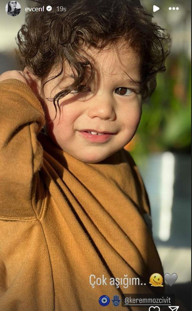Fahriye Evcen minik oğlu Kerem'i paylaştı! 'Çok aşığım'
