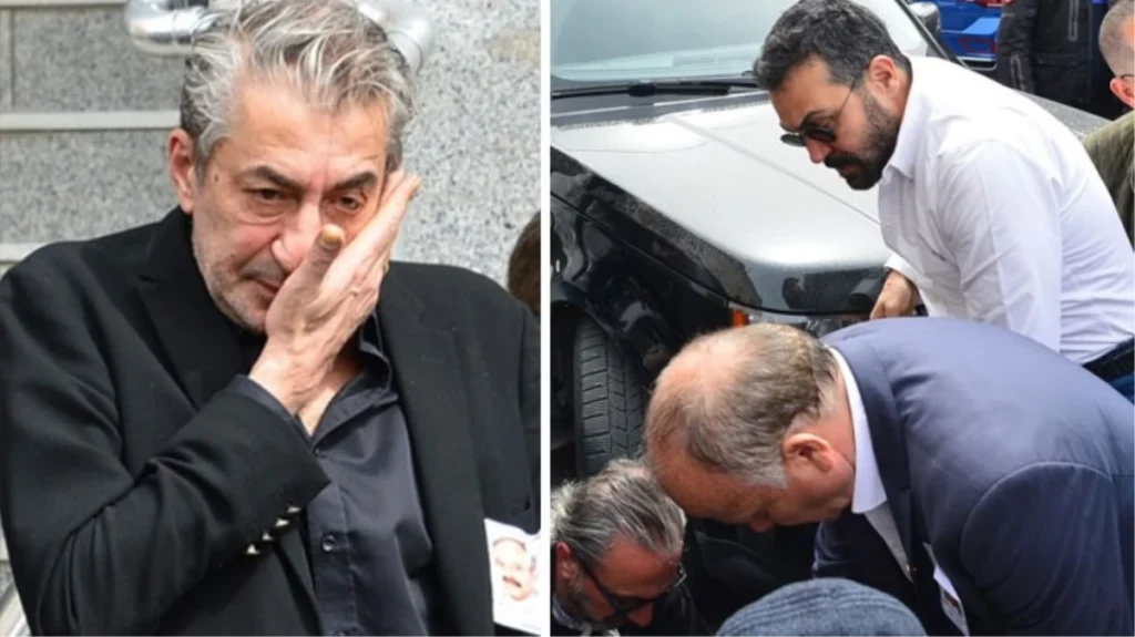 Erkan Petekkaya’nın babası son yolculuğuna uğurlandı! Saruhan Hünel cenazede bir vatandaşa çarptı