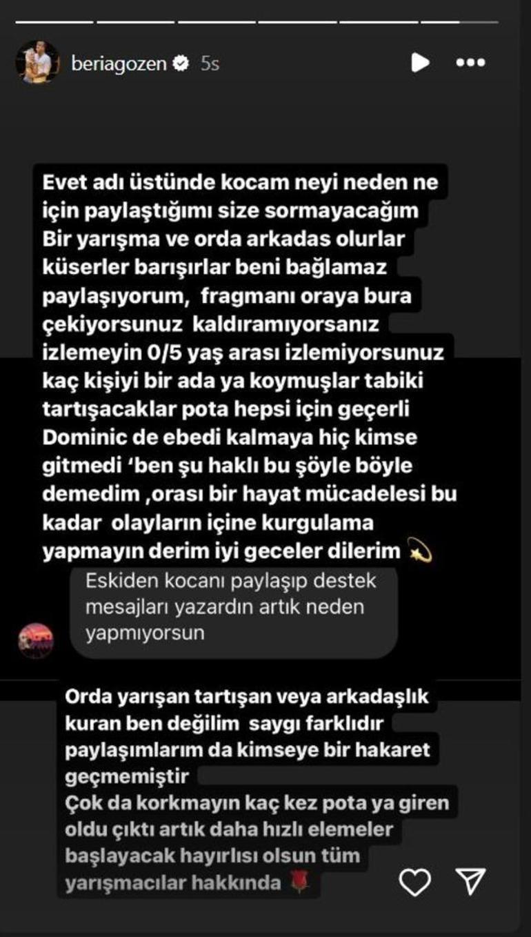 Survivor Yunus Emre'nin eşi Beria Özden'den takipçisine cevap! 'Adı üstünde, kocam'